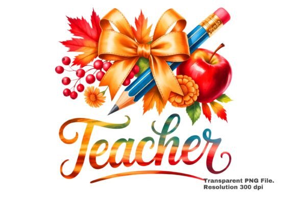 Download Teacher Fall Apple Pencil Bow PNG - Premium Resources