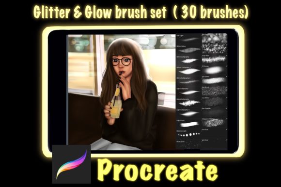 Download 30 Glitter &amp; Glow Brush for Procreate Set - Brush for procreate Collection